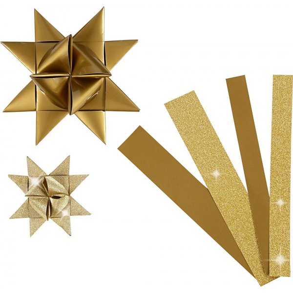 Sterrenstroken - goud - glitter, lak - 6,5+11,5 cm - 40 stroken