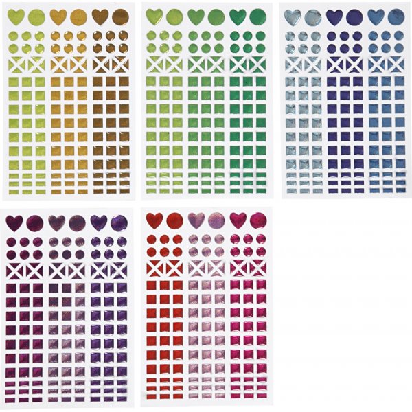 Stickers voor mozaïek - gemengde kleuren - 10 vellen Stickers voor mozaïek - gemengde kleuren - 10 vellen