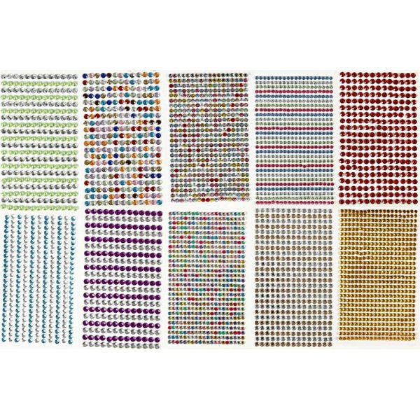 Strassstickers - gemengde kleuren - 10 vellen