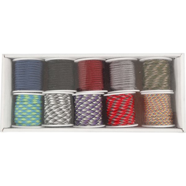 Stropdaskoord - gemengde kleuren - 10 x 10 m