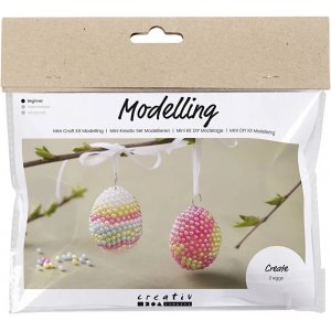 Mini DIY-kit Boetseerklei, pastelkleuren, parelkralen