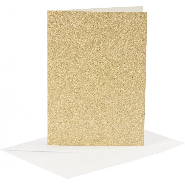 Kaarten en enveloppen - goud - glitter - 11,5 x 16,5 cm - 4 sets Kaarten en enveloppen - goud - glitter - 11,5 x 16,5 cm - 4 sets