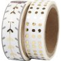Washi tape - Goud/wit - Hartjes en stippen - folie