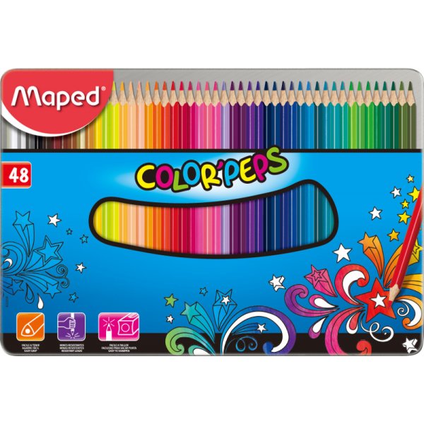 Kleurpotlodenset - Maped - Color' peps 48 kleurpotloden - metalen doosje