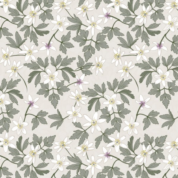 Dekzeil PVC Patroon Anemoon - Beige