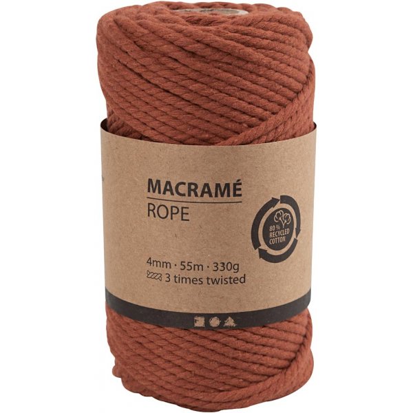 Macramégaren - gebrand oranje - Ø4 mm - 55 m Macramégaren - gebrand oranje - Ø4 mm - 55 m