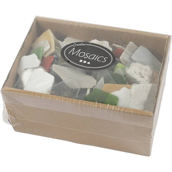 Glasmozaïek - gemengde kleuren - Inhoud kan variëren - 15-60 mm - 2 kg Glasmozaïek - gemengde kleuren - Inhoud kan variëren - 15-60 mm - 2 kg