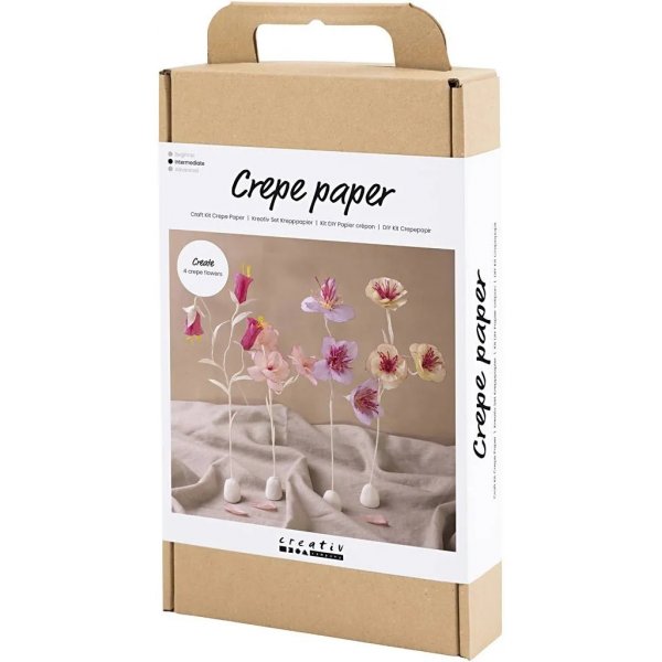 DIY Kit Crêpepapier, pastelkleuren, Bloem DIY Kit Crêpepapier, pastelkleuren, Bloem