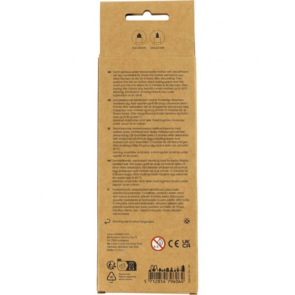 Textielstiften - standaardkleuren - 6 st