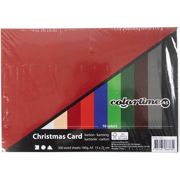 Kerstkarton - gemengde kleuren - A5 - 300 vellen Kerstkarton - gemengde kleuren - A5 - 300 vellen