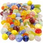 Glazen kralen - gemengde kleuren - ovaal - rond/plat - 350 gr