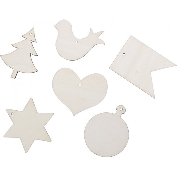 Houten figuren - Kerstmotief - 24 st Houten figuren - Kerstmotief - 24 st