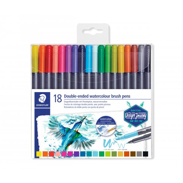 Dubbelzijdige aquarelpennen Design Journey - 18 pennen