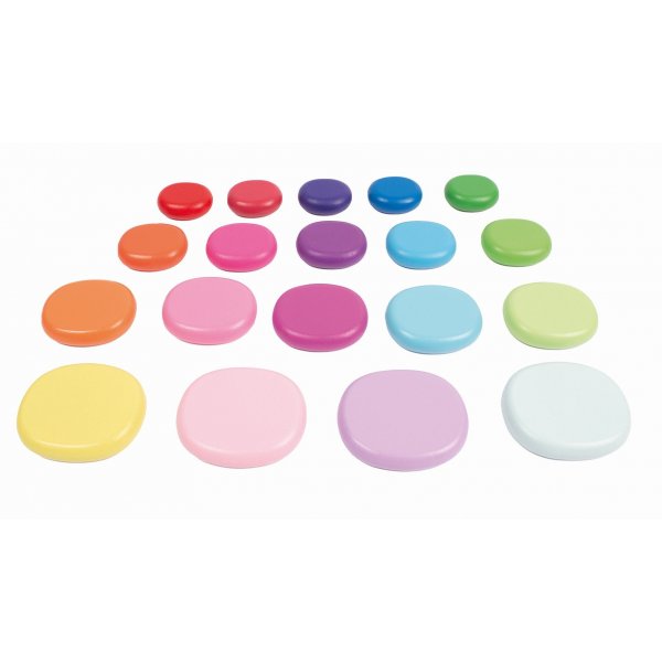 Ronde kleurrijke houten stenen 20 st