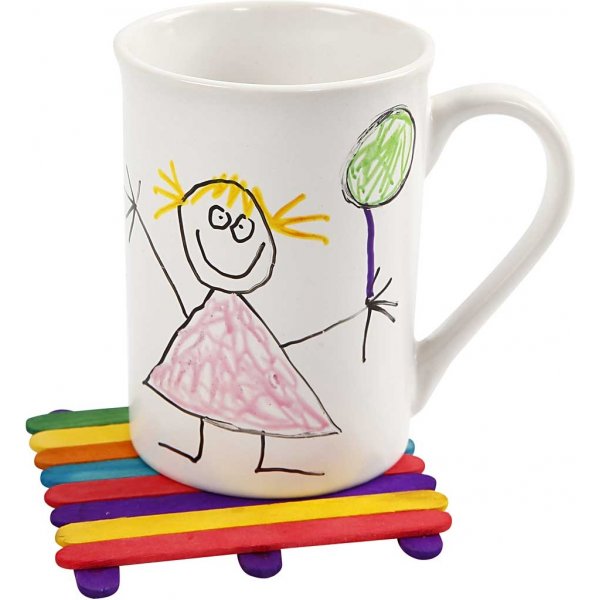 Glitter en houten stokjes - gemengde kleuren