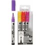 Glas- en porseleinstift - oranje - paars - lichtrood - geel - semi-dekkend - 1-2 mm - 4 stuks