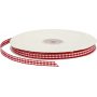 Geruit lint - rood/wit - 50 meter