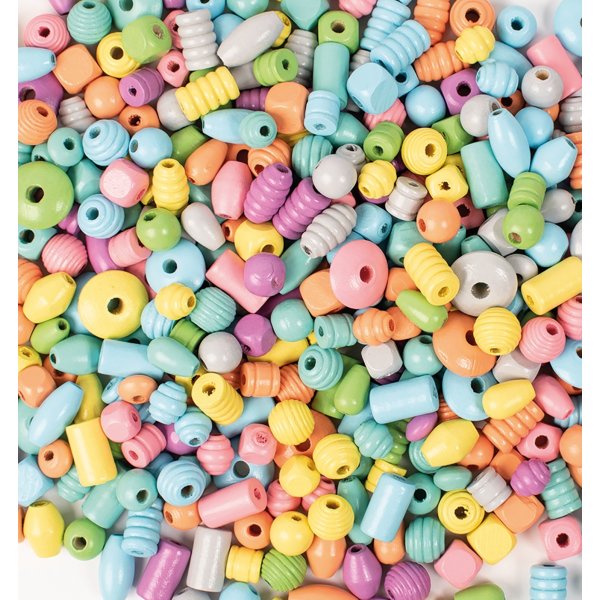Houten kralen pastel 1 kg