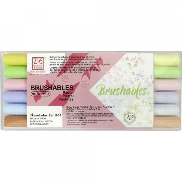 Brush pennen ZIG Brushables 6 Pennen - Pastel