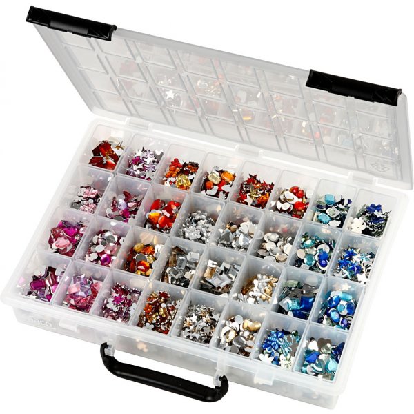 Strasstenen - gemengde kleuren - Ø6-16 mm - 32 x 360 st Strasstenen - gemengde kleuren - Ø6-16 mm - 32 x 360 st