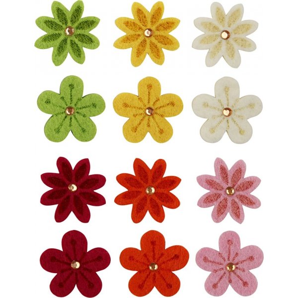 Vilten decoraties met strass steentjes - 120 st