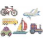 Parelbordjes - auto - vliegtuig - boot - tractor - bus en fiets - 6 st