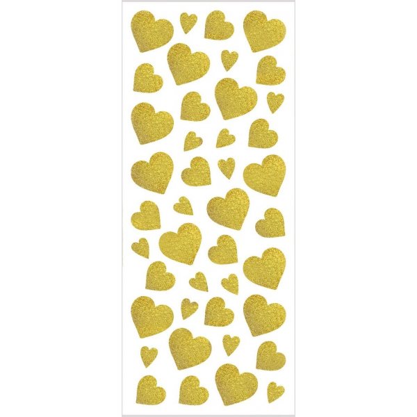 Glitterstickers - goud - harten - 2 vellen