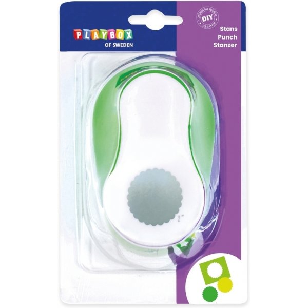 Punchcirkel puntrand 5 cm - Groen/wit