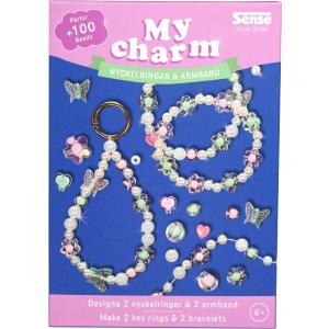Kralenarmband en sleutelring in groen en roze - maak je eigen Kralenarmband en sleutelring in groen en roze - maak je eigen