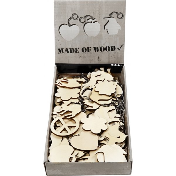 Sleutelhanger met houten bordje - 128 st Sleutelhanger met houten bordje - 128 st