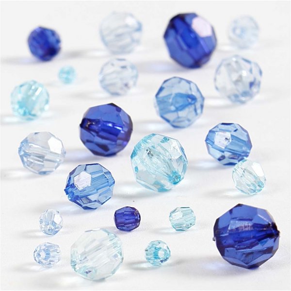 Harmony kunststof facetkralen - gemengd - blauwe harmonie - 45 gr Harmony kunststof facetkralen - gemengd - blauwe harmonie - 45 gr