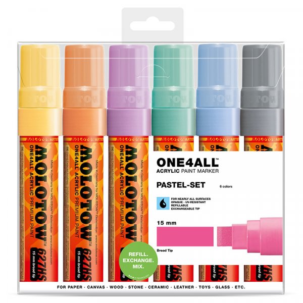 Acrylstiften One4All 15 mm 6 stiften - Pastel