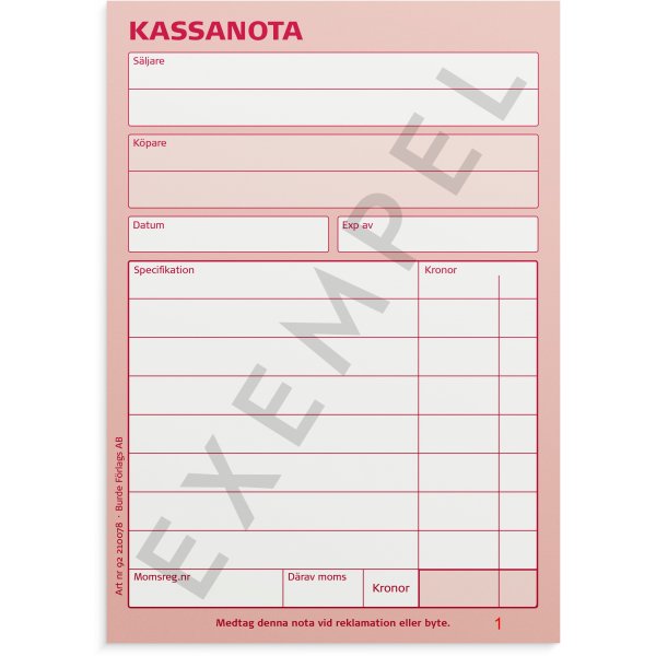 Ontvangstbewijs - A6 genummerd