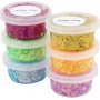 Glitterklei, gemengde kleuren, 6x20 ml
