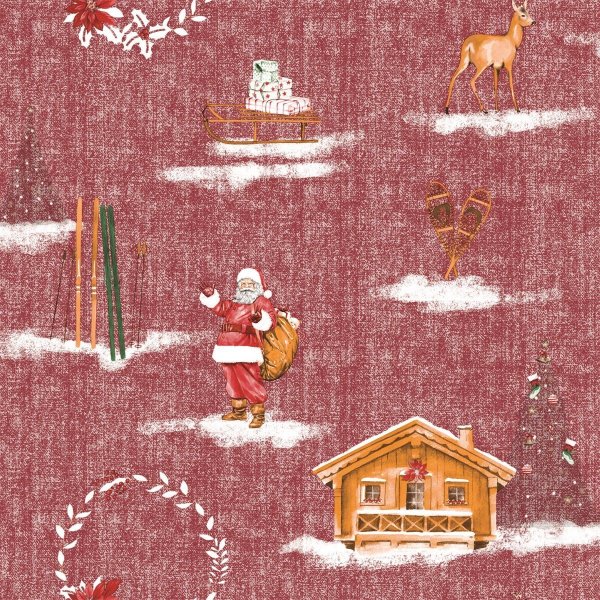 Waxdoek PVC Kerstman - Rood