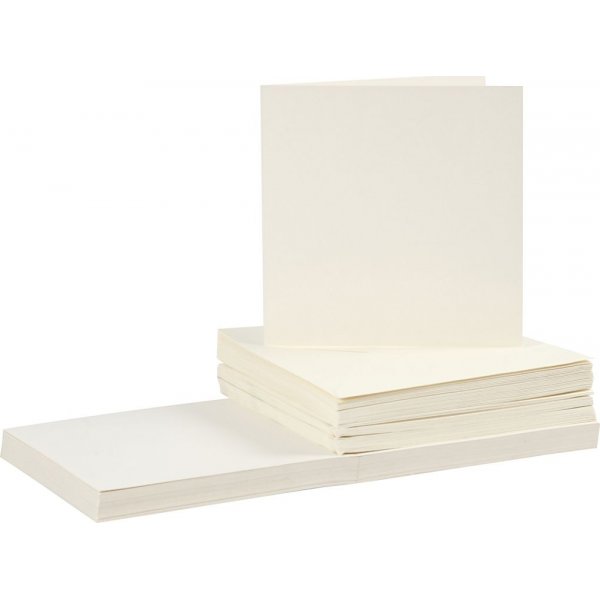 Kaarten en enveloppen - gebroken wit 16 x 16 cm - 50 sets