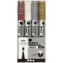 Glas- en porseleinstift - bruin - goud - zilver - wit - semi-dekkend - 1-2 mm - 4 stuks