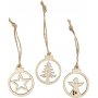 Houten ornamenten - Kerstthema - 24 st