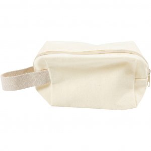 Make-uptasje van canvas, licht naturel, 14 cm