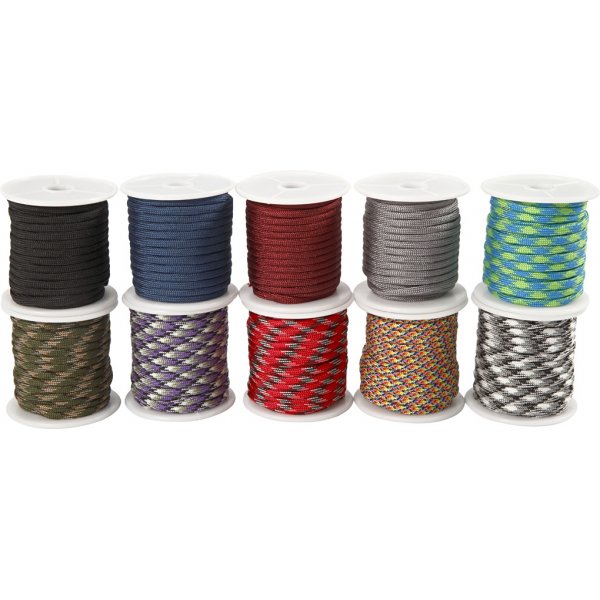 Stropdaskoord - gemengde kleuren - 10 x 10 m