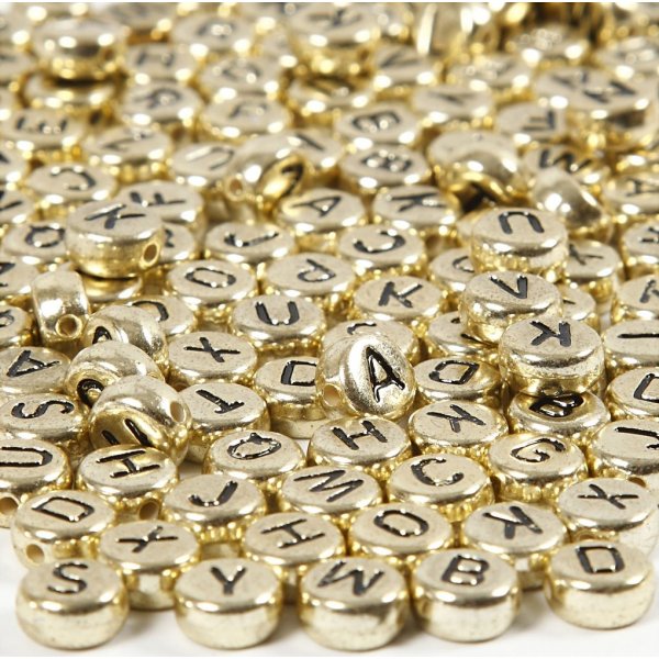 Letterkralen - goud - 7 mm - ca. 200 st