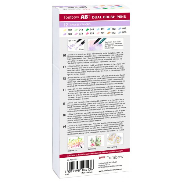 Tombow ABT Dual Brush Pen Pastel 12-pack Tombow ABT Dual Brush Pen Pastel 12-pack