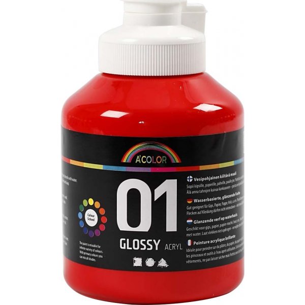 Schoolverf - Acryl - rood - glanzend - 500 ml