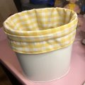 Klant imago Katoenen stof Gingham Medium vierkanten - Geel-Wit - 147 cm
