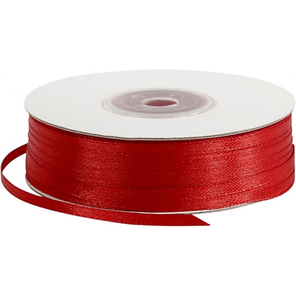 Satijnen lint - rood - B3 mm - 100 m Satijnen lint - rood - B3 mm - 100 m