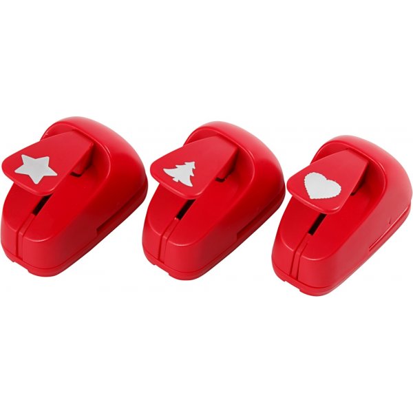 Papierpons - rood - ster - hart - kerstboom - 3 st Papierpons - rood - ster - hart - kerstboom - 3 st