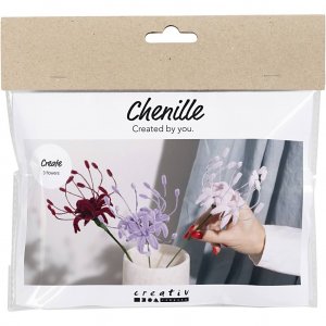 Mini DIY bloemensetje met pijpenragers - Spinnenlelie, zachtroze, lichtpaars en donkerrood Mini DIY bloemensetje met pijpenragers - Spinnenlelie, zachtroze, lichtpaars en donkerrood