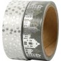 Washite tape - zilver - huisjes en stippen - folie - 2 x 4 m