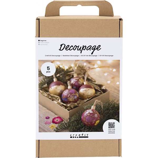 DIY Kit Decoupage - Kerstrood - Droogbloemen