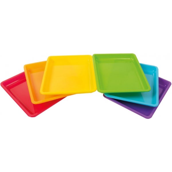 Kunststof bakje 28 x 22 x 3 cm, 6 kleuren, 12 st